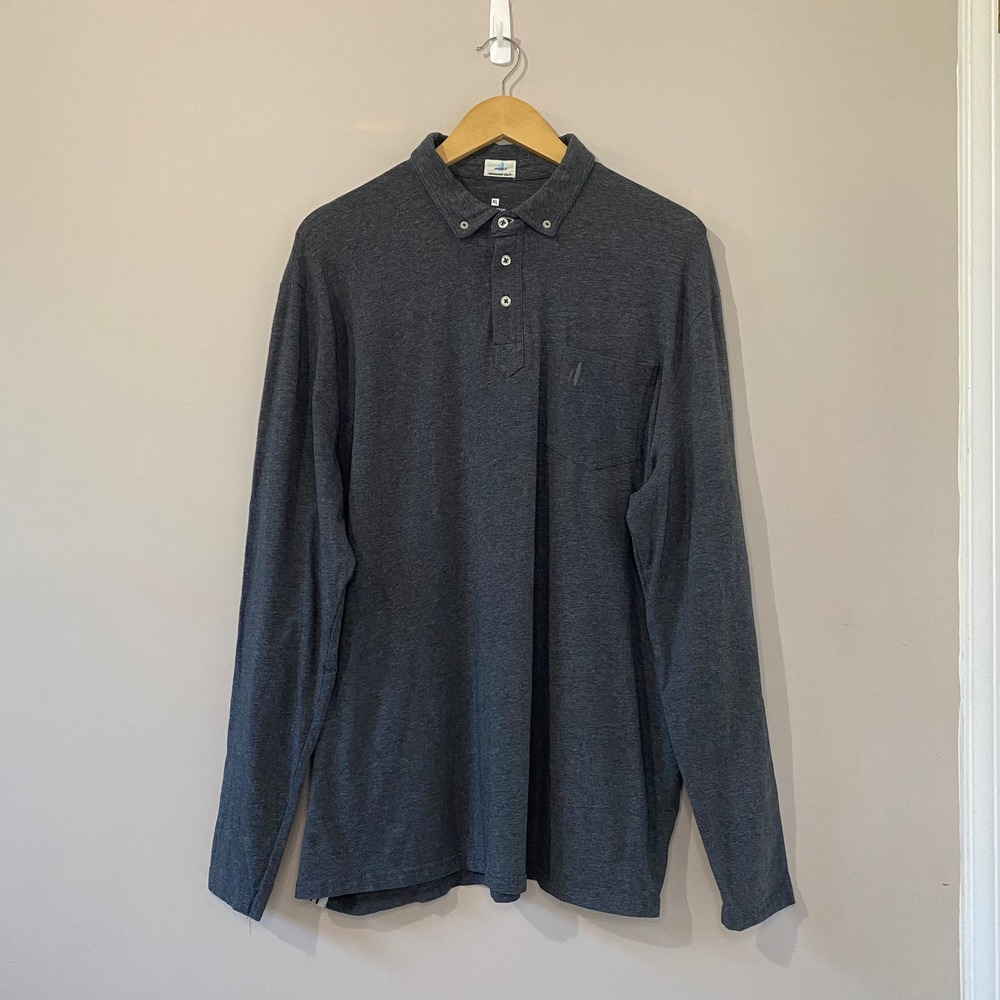 Johnnie-O EUC Mens Hangin Out Long Sleeve Polo Shirt XL Charcoal